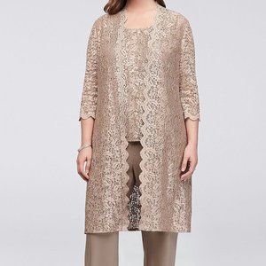 Long Lace Jacket Three-Piece Pantsuit